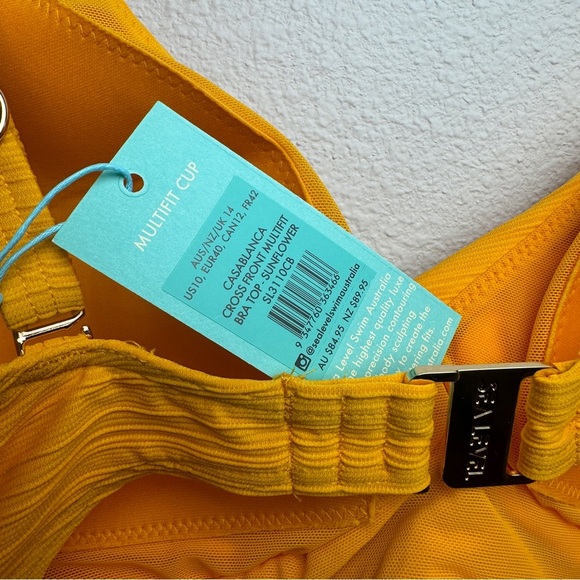 Sea Level Australia Cross Front MULTIFIT Cup Bikini Top Swimsuit Orange NWT - Picture 9 of 16